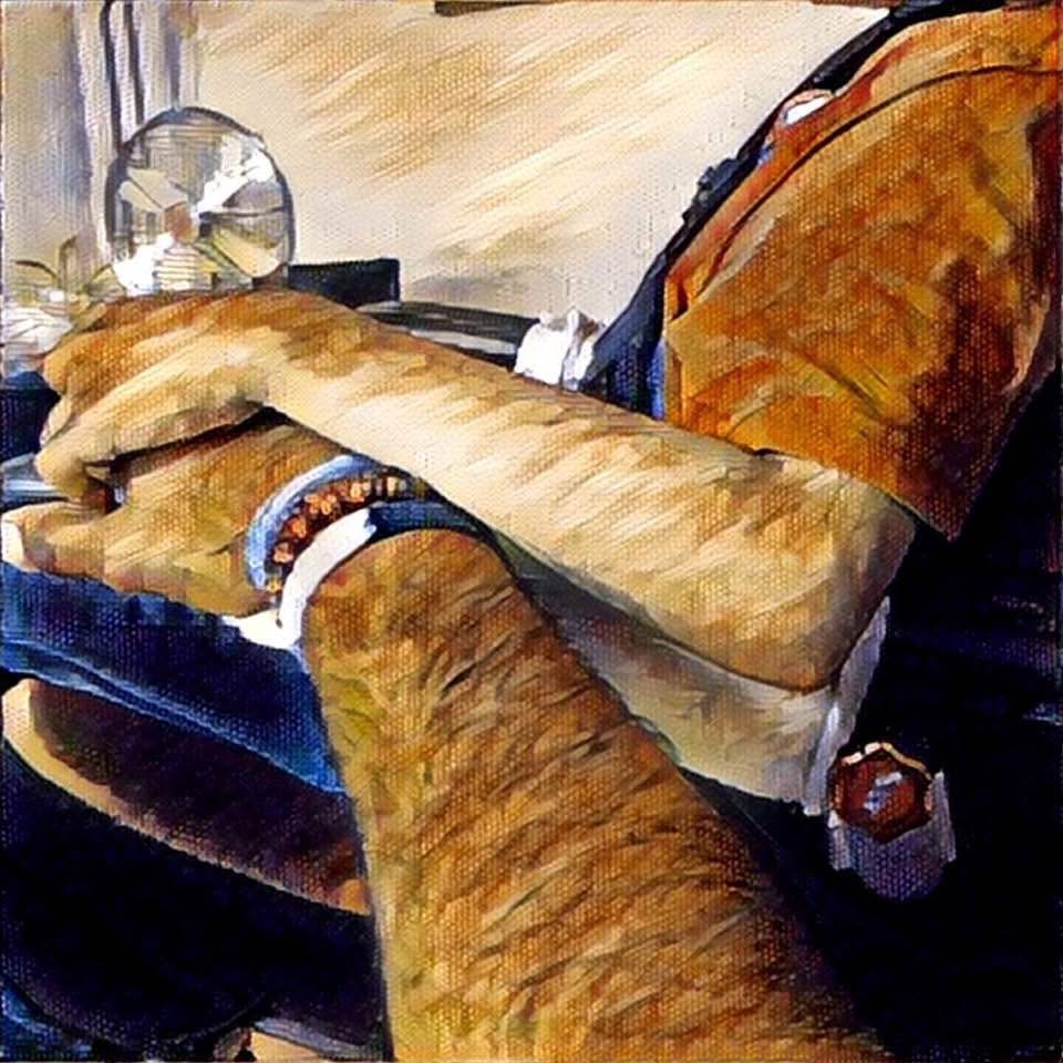 Image of a young person's shoulder and forearm, with hand resting on an adult's hand, both resting on the arm of a wheelchair. An atmosphere of love is conveyed in the drawing.